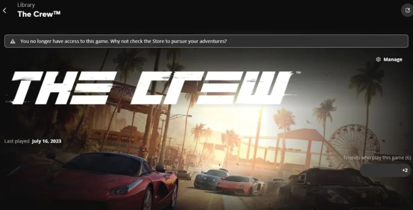 Captura de The Crew siendo inaccesible en Steam (Fuente: LevelUp)